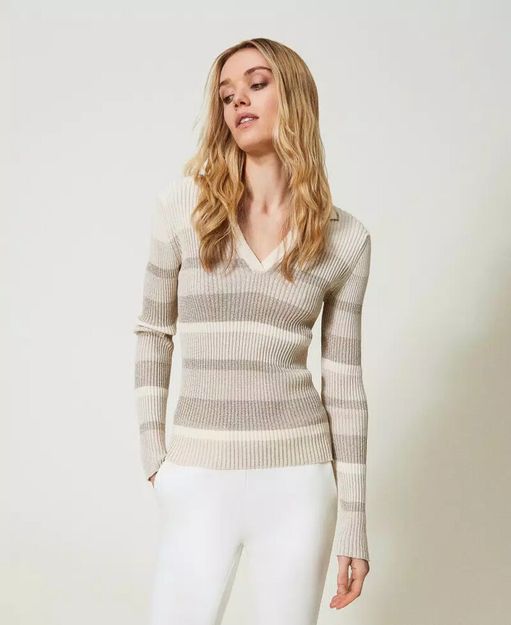 Pruhovaný lurexový pulovr TWINSET